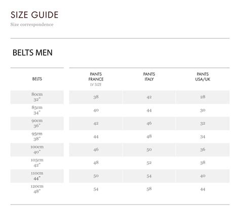 louis vuitton belt size guide